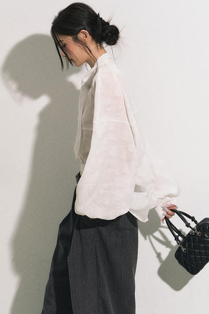 Lace Bow Loose Shirt