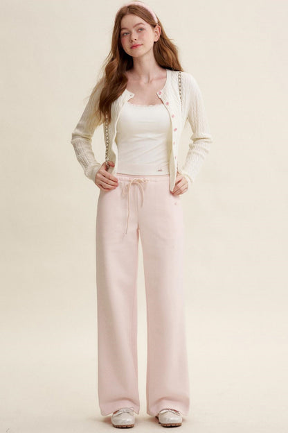 High-Waisted Macaron Cotton Blend Pants