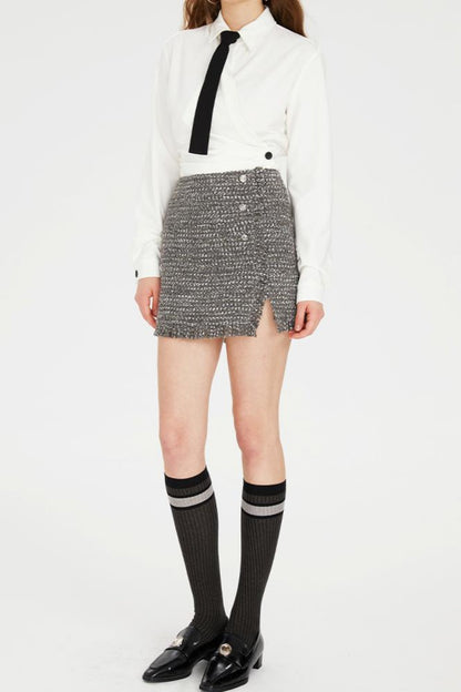 Gray Lace-Tweed Jacket Set-Up