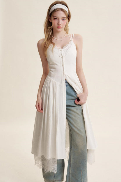 Lace Patchwork Halter Dress Set