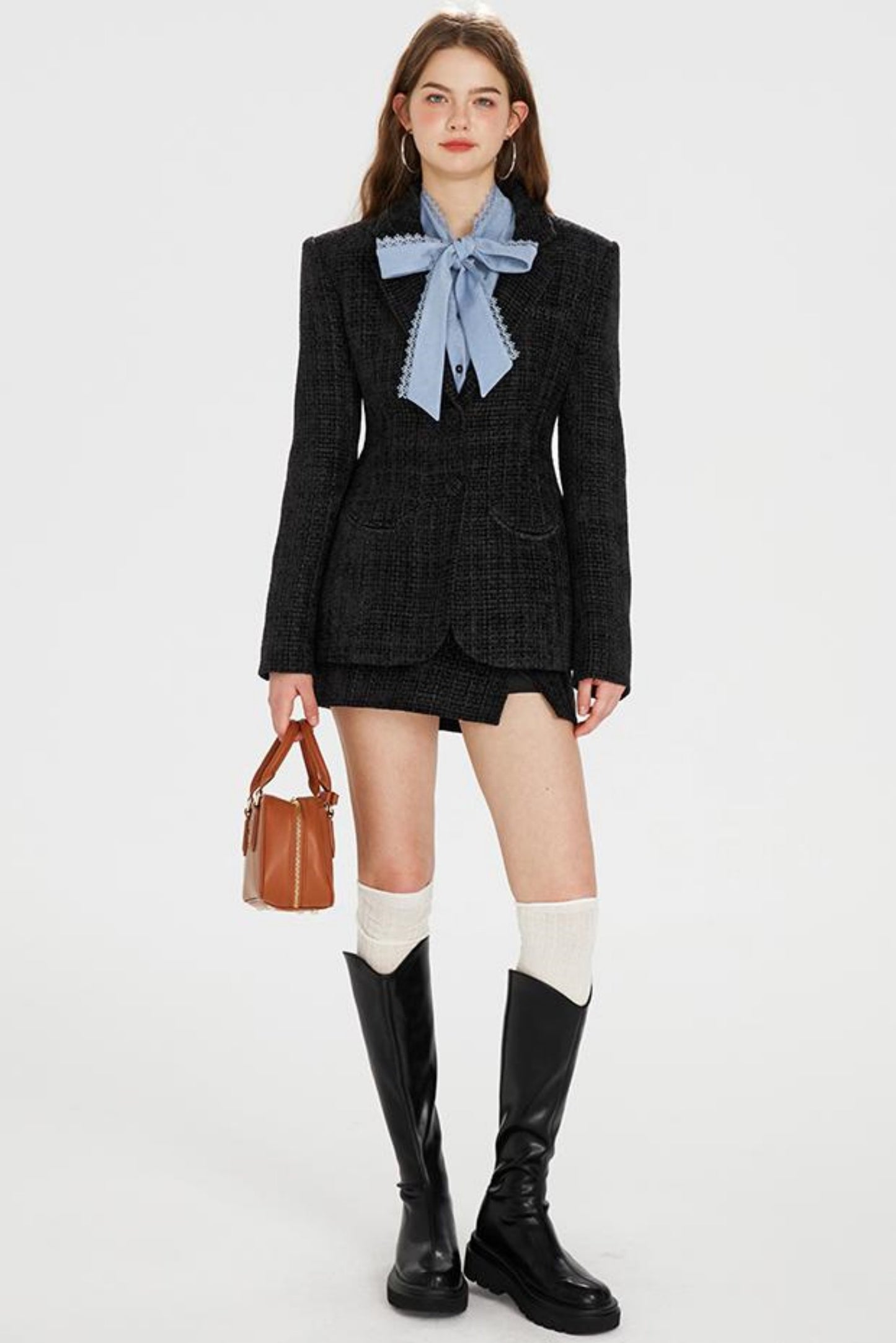 Pocket Accent Tweed Skirt Set-Up