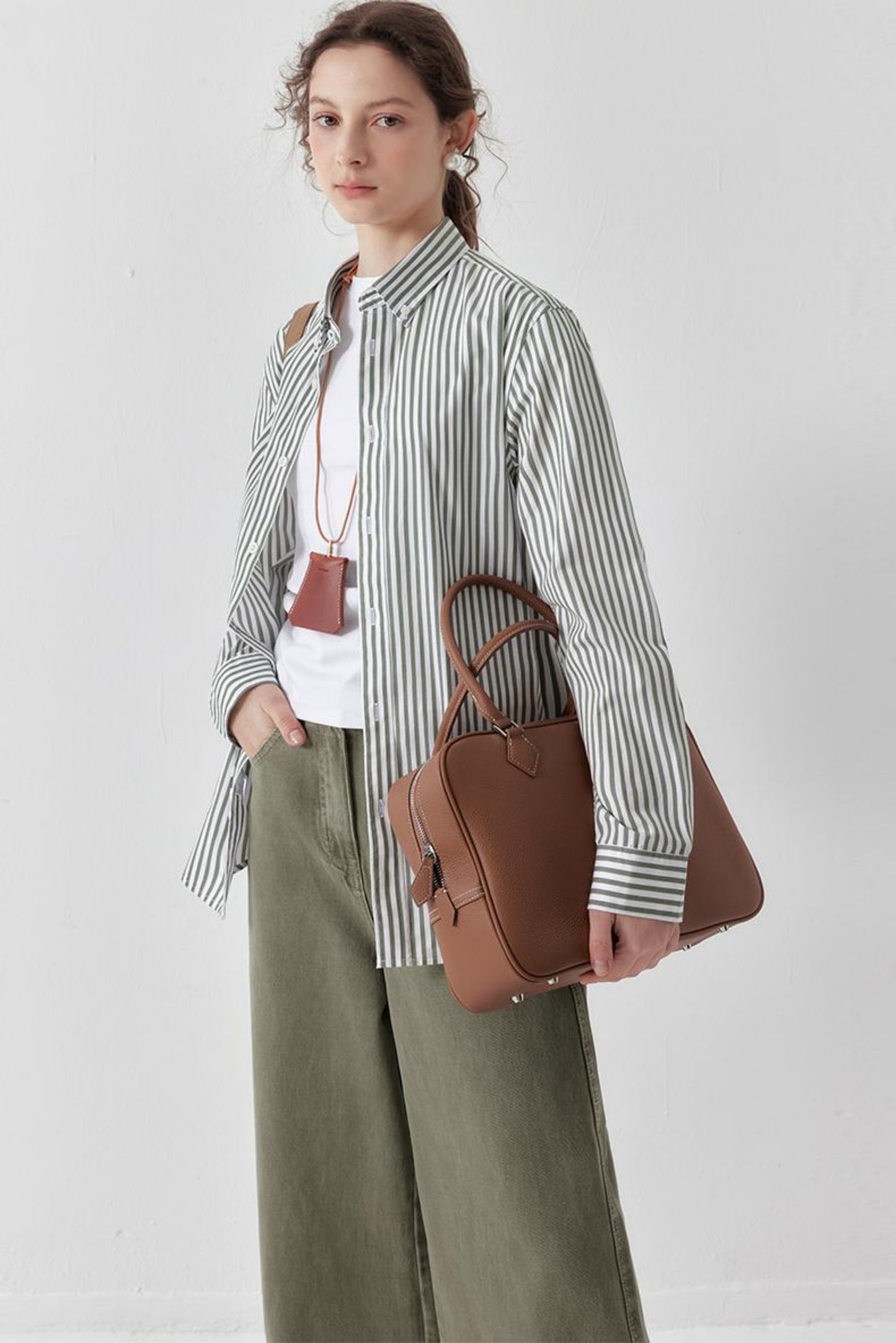 Green Striped Cotton Shirt