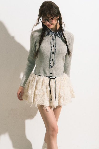 Slim Gray Knit Cardigan