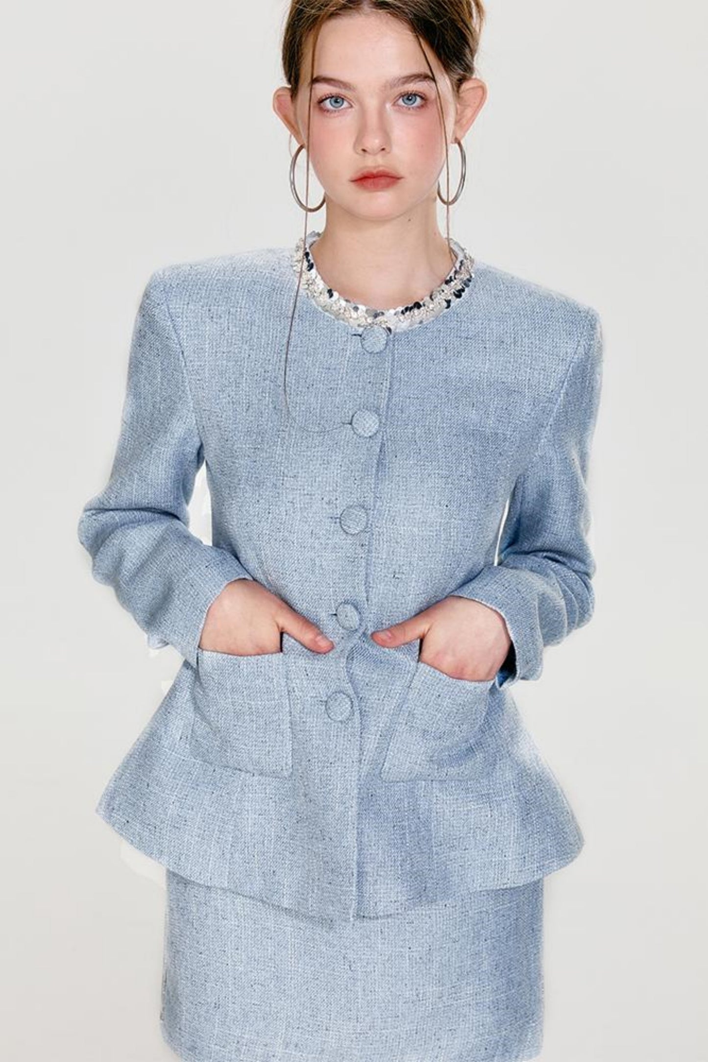 Chic Sequin Jacket & Skirt Set-Up