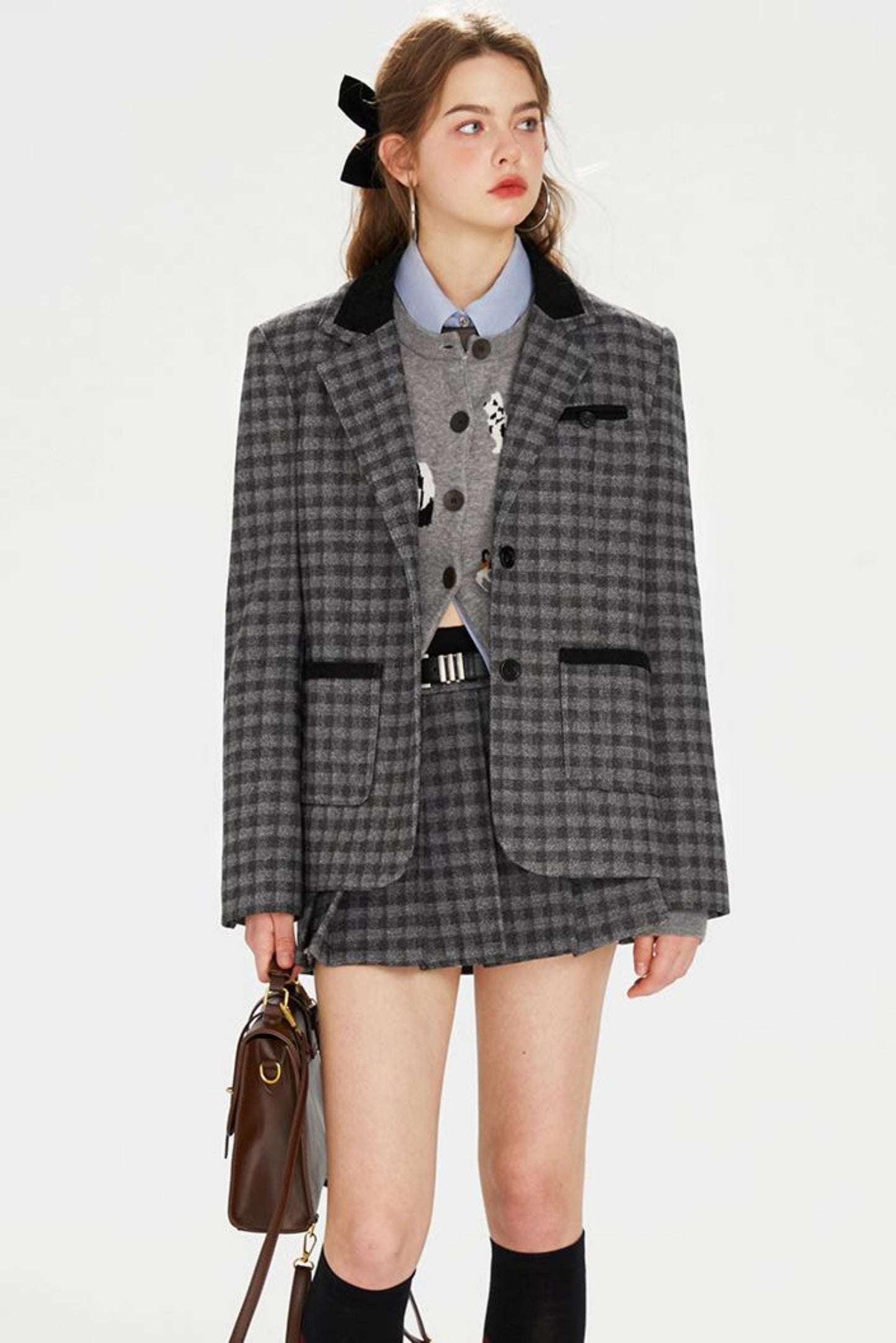 Tartan Color-Block Jacket Set-Up