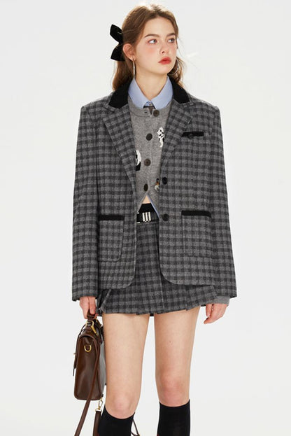 Tartan Color-Block Jacket Set-Up