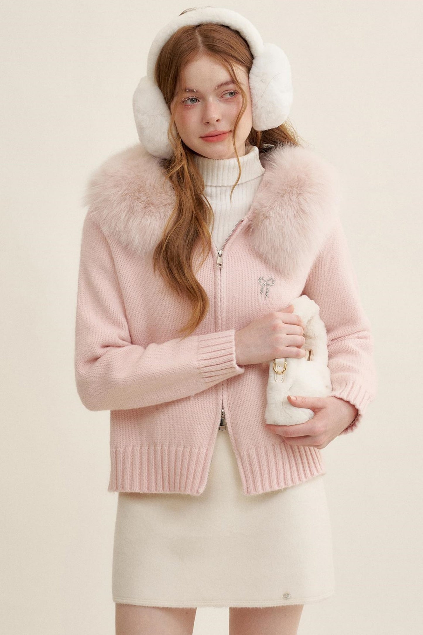 Cream Tweed A-Line Skirt