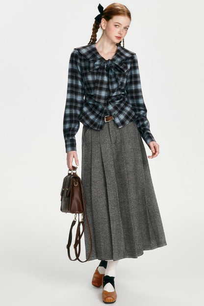 Navy Collar Collegiate Plaid Shirt