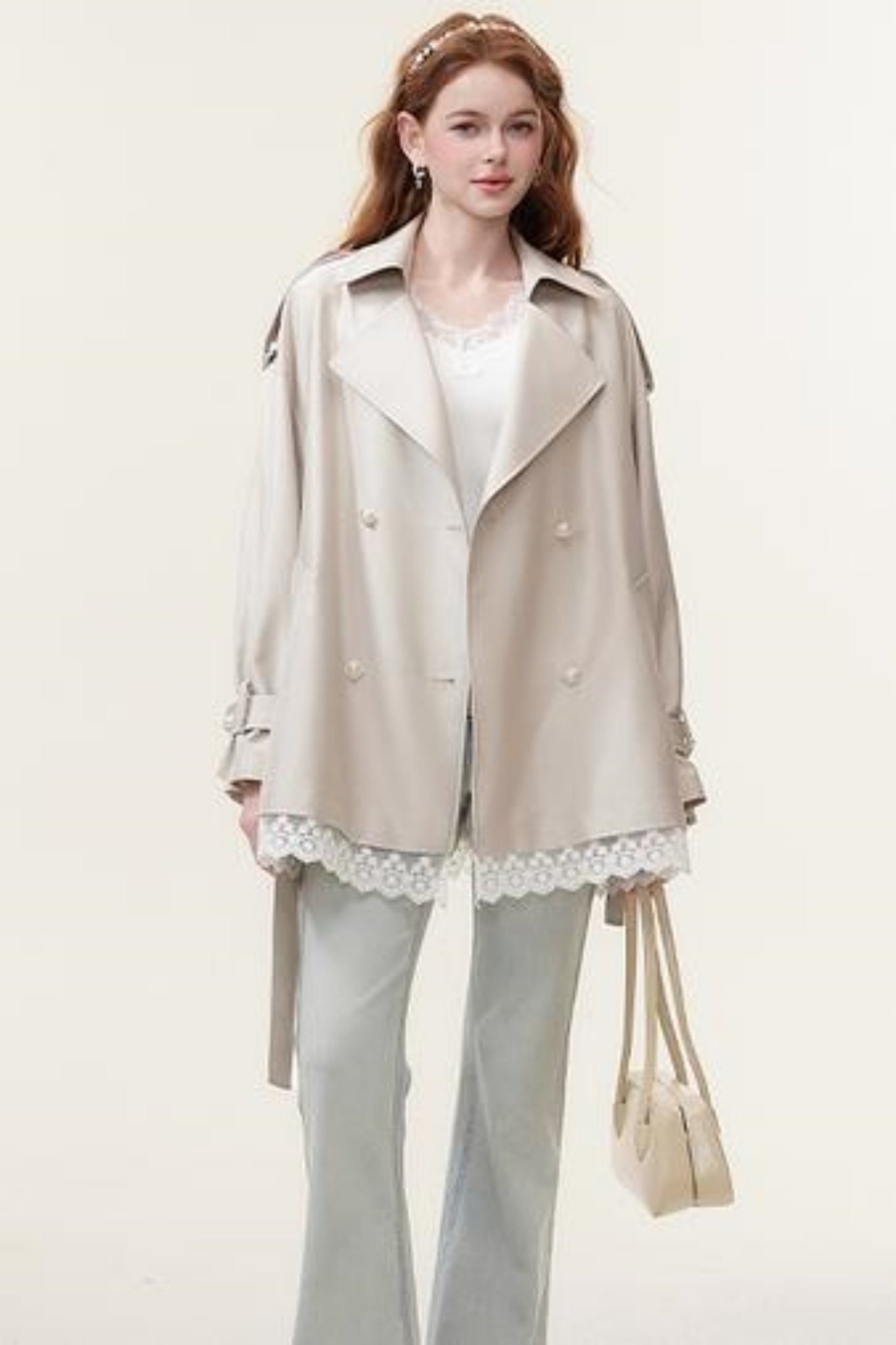 Spring Lace Trench Coat
