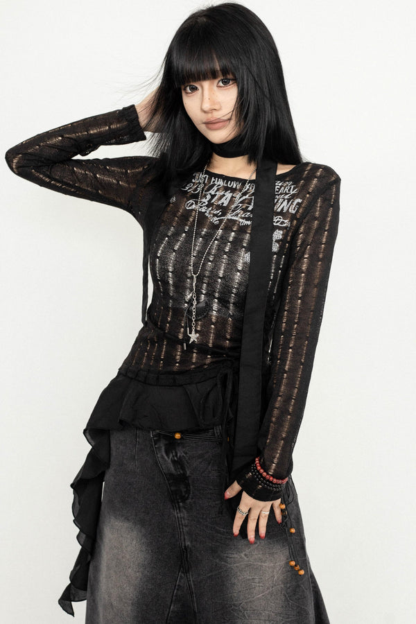 Chic Sheer Long-Sleeve Top