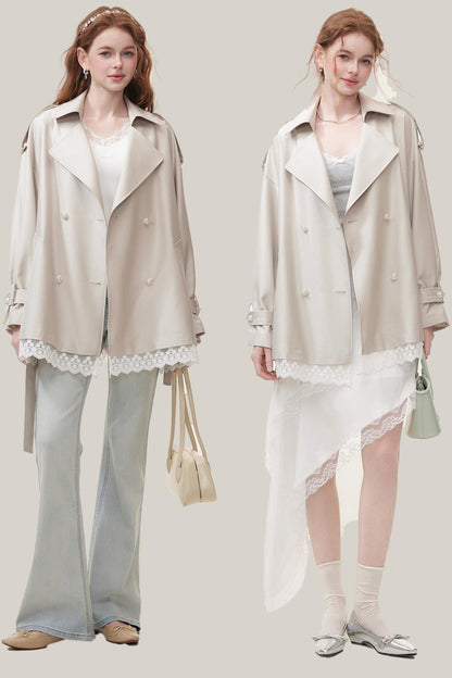 Spring Lace Trench Coat