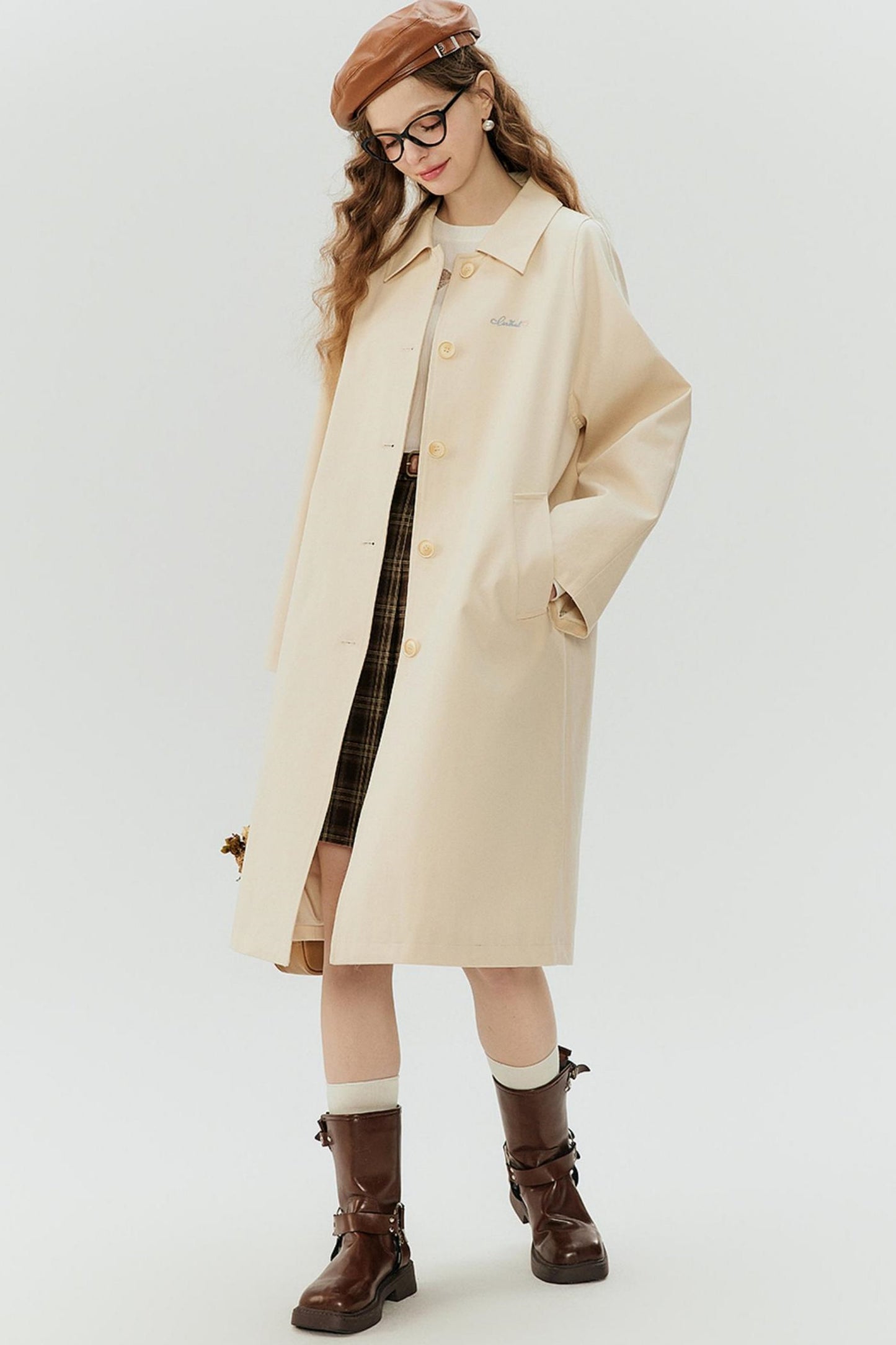 Petite Floral A-Line Trench Coat