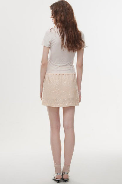 High-Waist Sequin A-Line Skirt