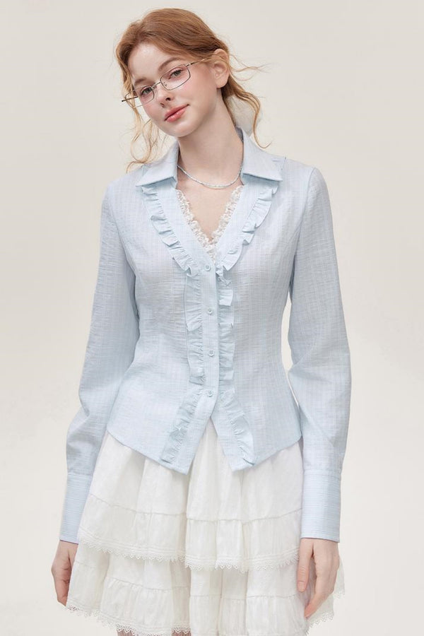 Fake Fur Ribbon Shirt