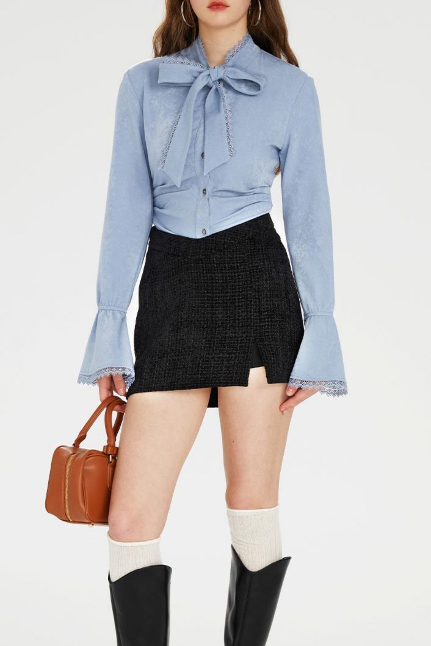 Pocket Accent Tweed Skirt Set-Up