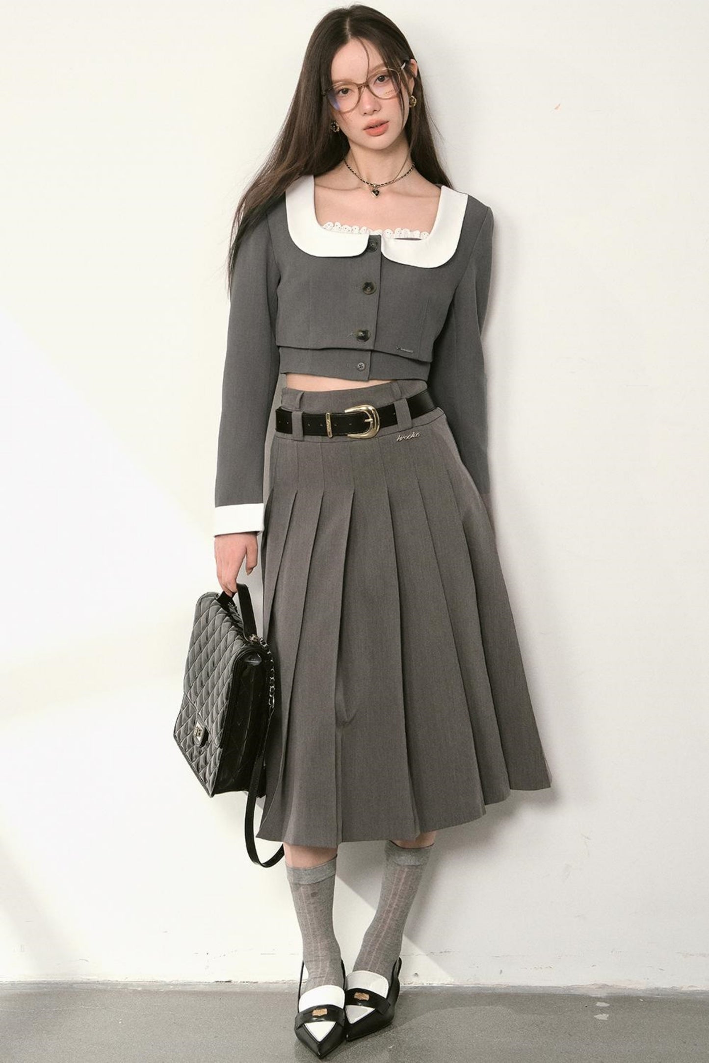 High Waist Pleated Skirt