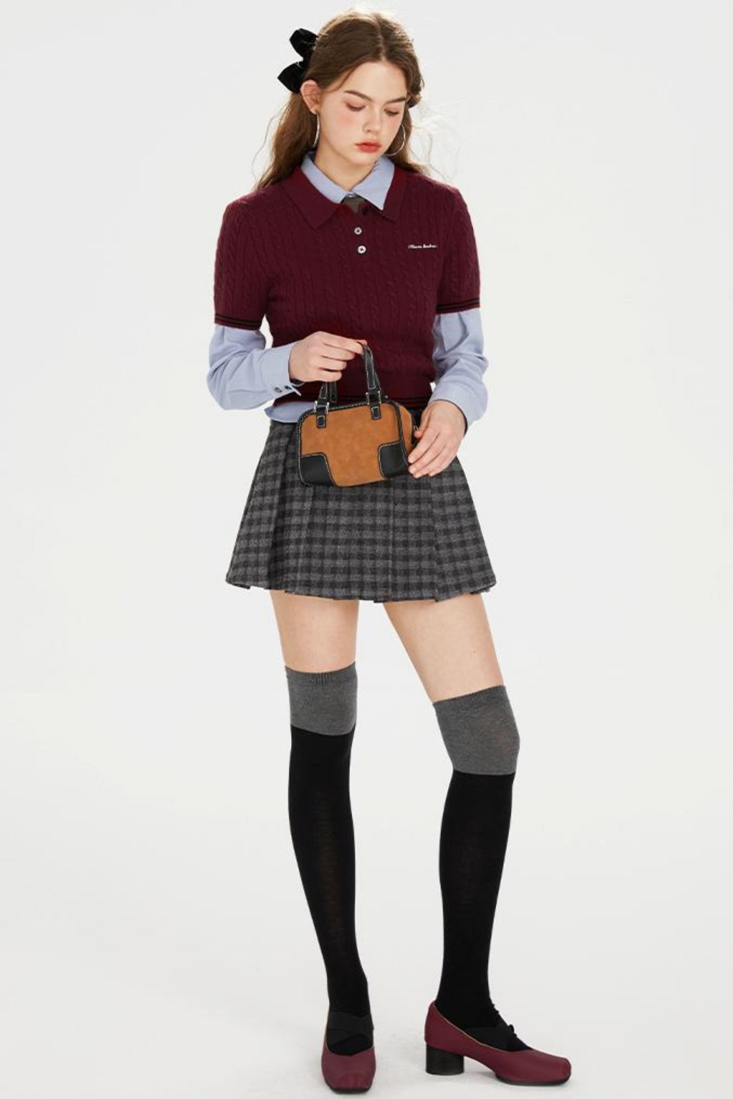 Dark Red Knit Polo T-Shirt