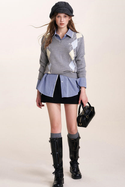 Diamond V-Neck Sweater