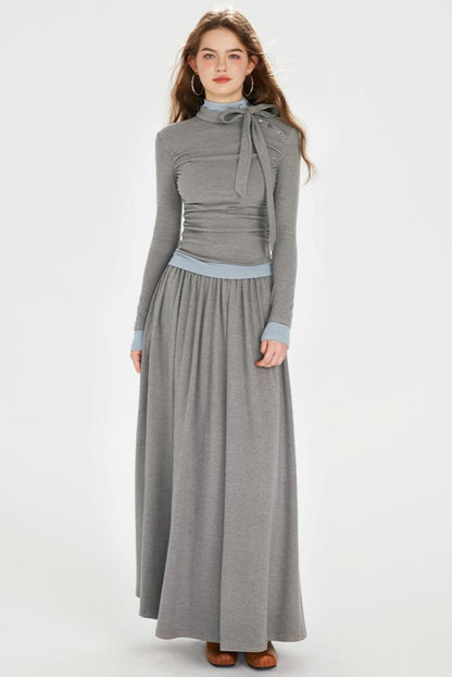 Color Clash Drawstring Dress