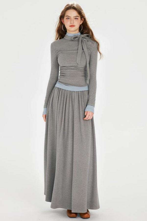 Color Clash Drawstring Dress