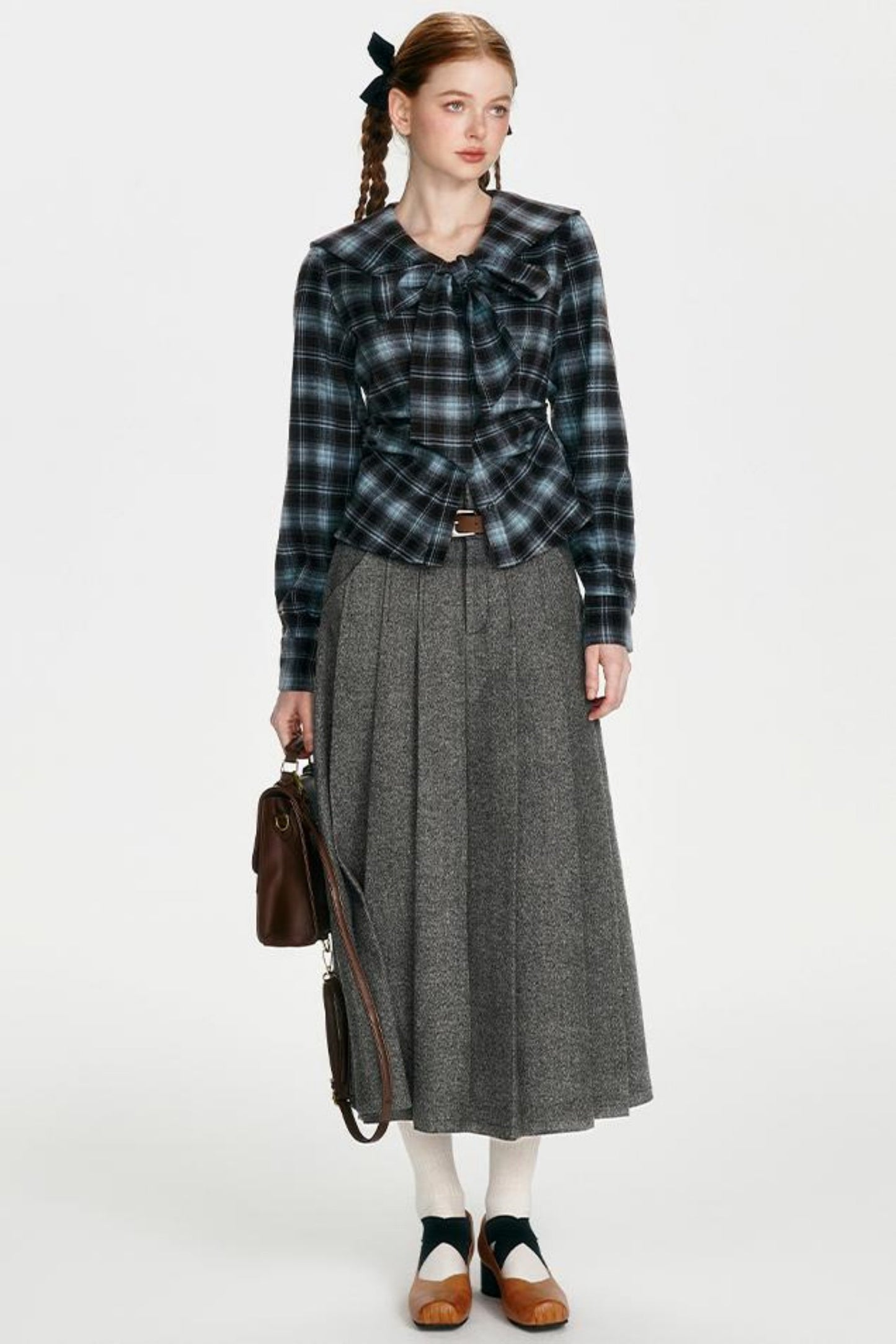 Navy Collar Collegiate Plaid Shirt