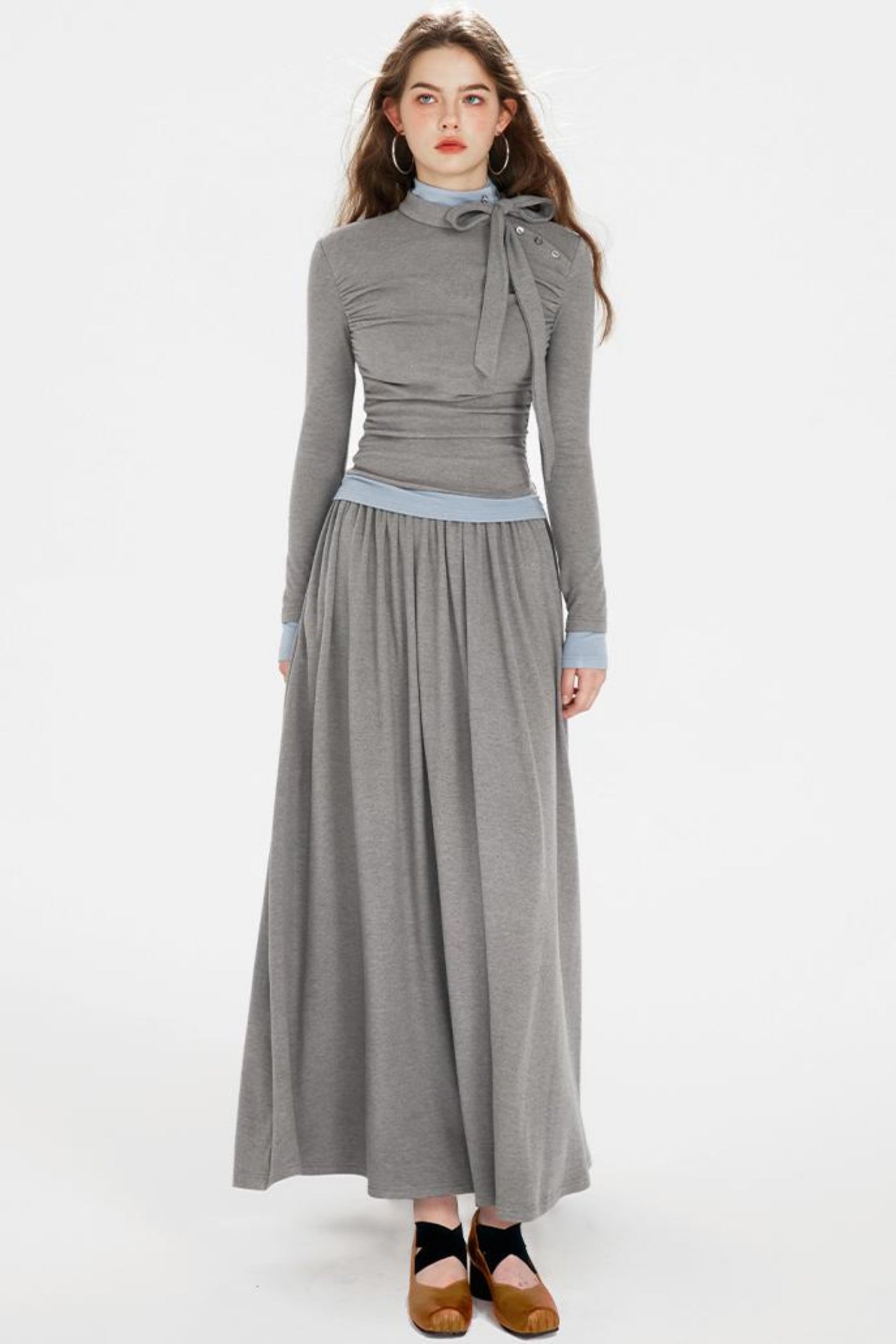 Color Clash Drawstring Dress