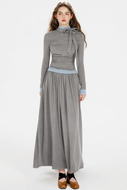 Color Clash Drawstring Dress