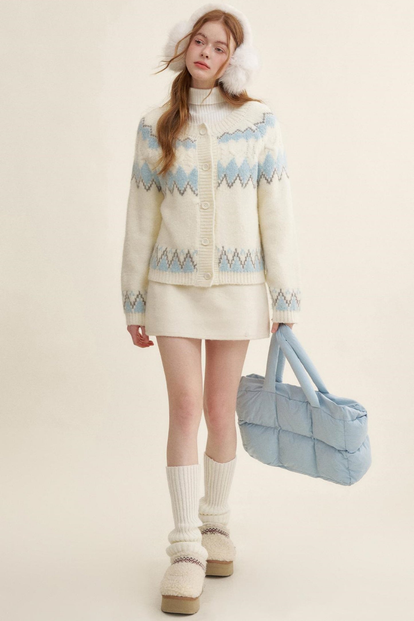 Cream Tweed A-Line Skirt