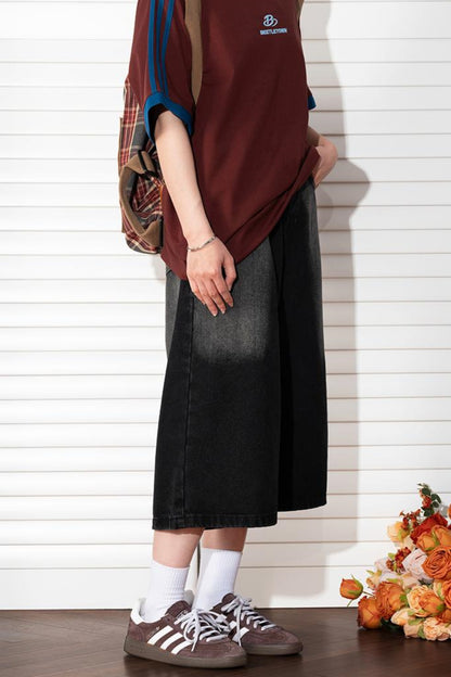 Washed Cropped Denim Pants