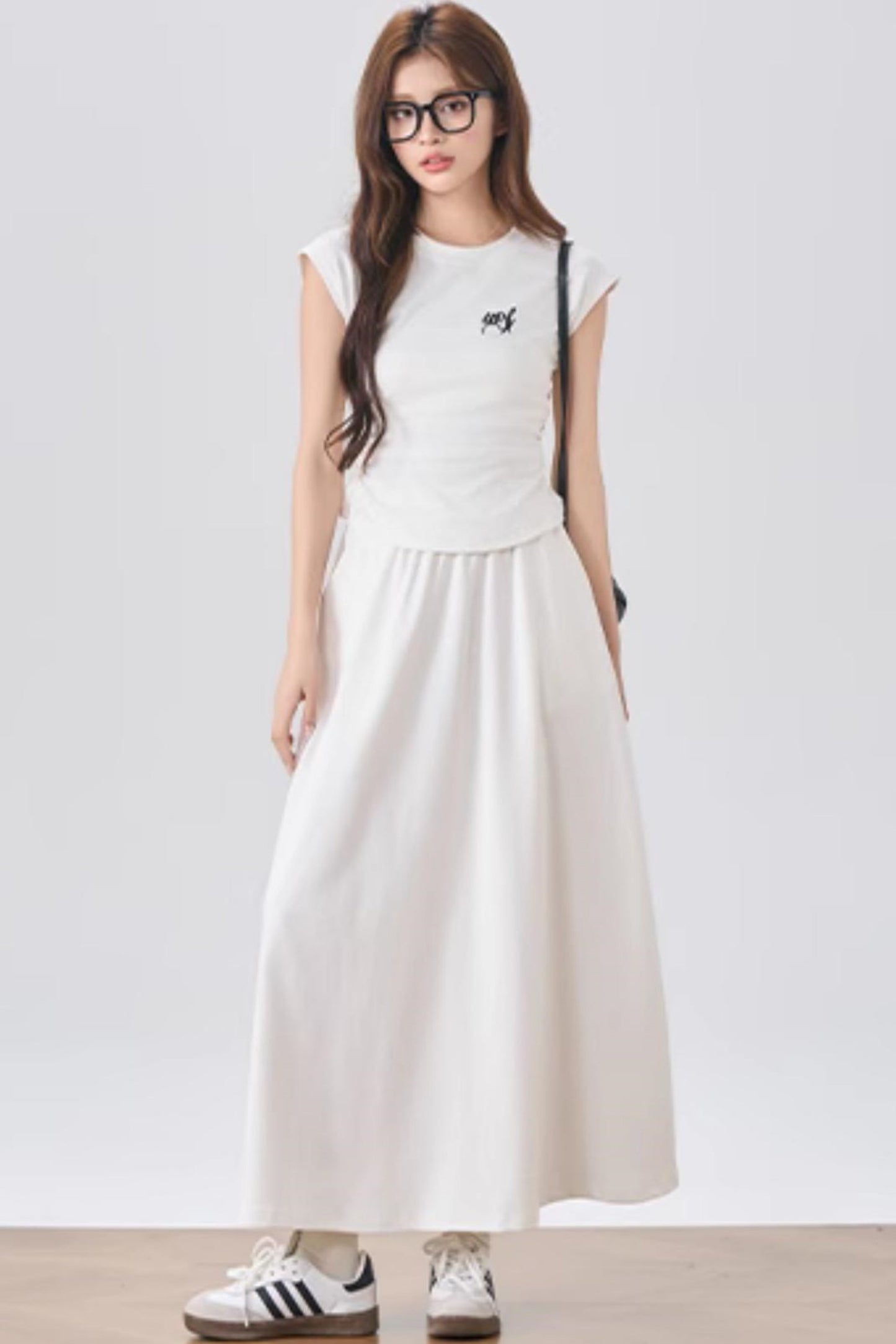 Flowy Sleeve Top And A-Line Skirt Set-Up