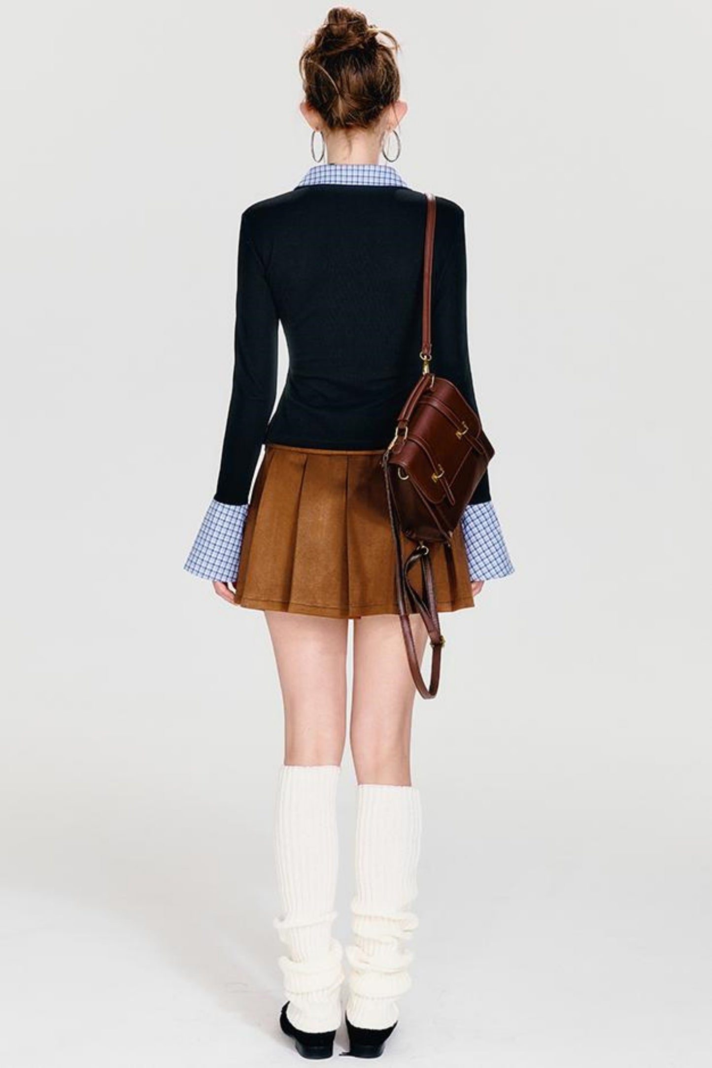 Plaid Splice Polo Top