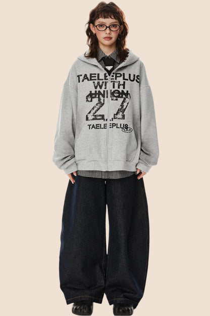 Nostalgic Gray Hooded Cardigan Jacket