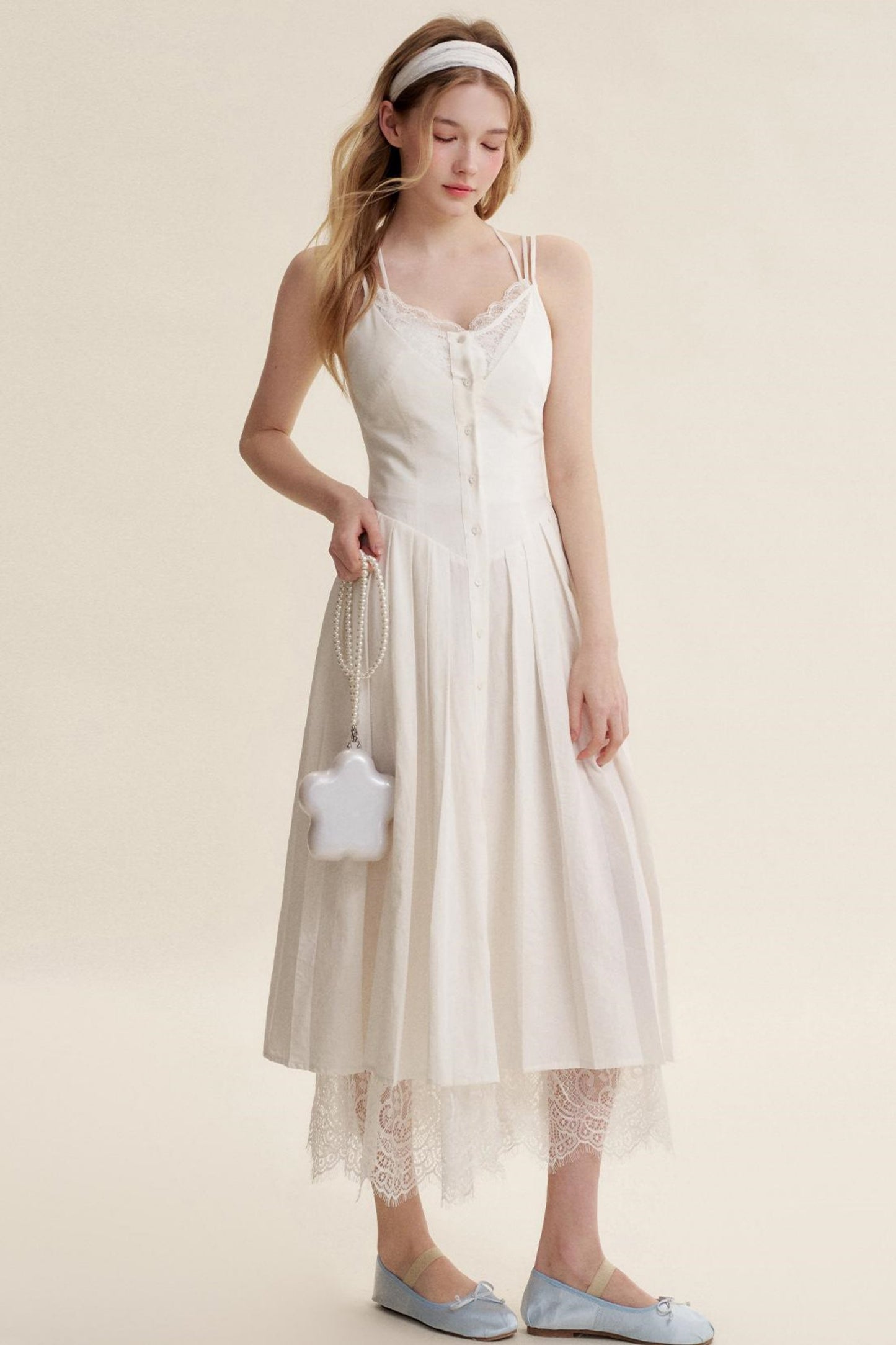 Lace Patchwork Halter Dress Set