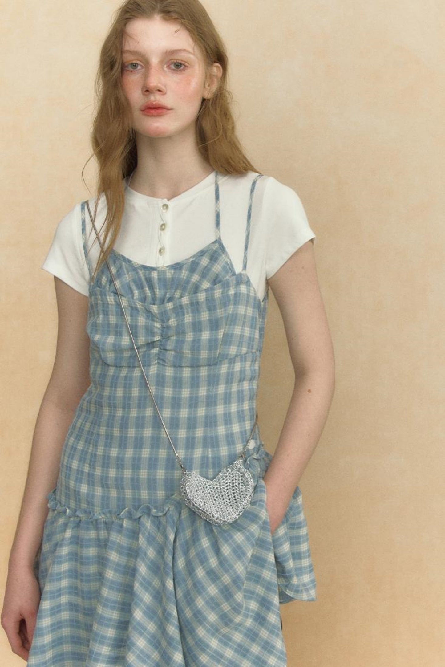 Asymmetrical Plaid Halter Top