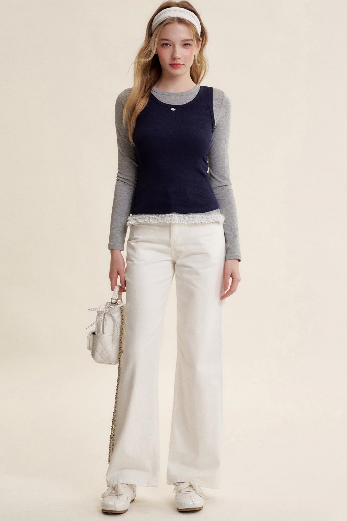 Colorblocked Cotton Tank & Long Sleeve T-Shirt Set