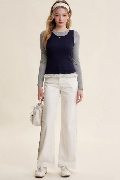 Colorblocked Cotton Tank & Long Sleeve T-Shirt Set