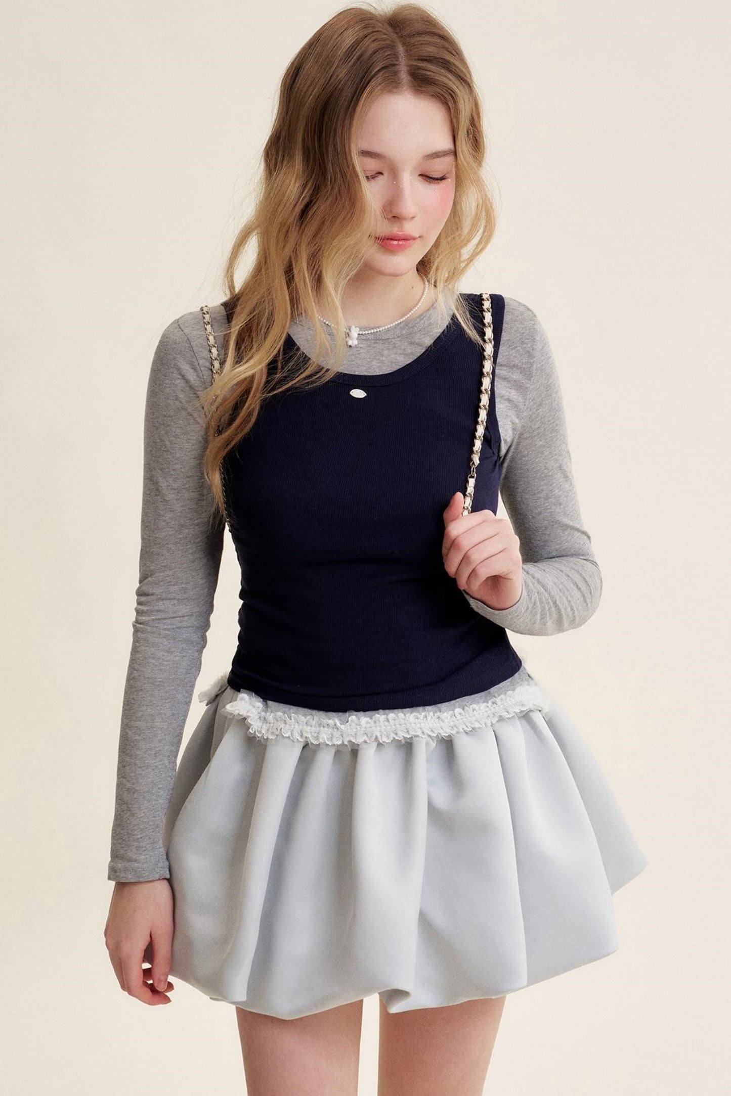 Colorblocked Cotton Tank & Long Sleeve T-Shirt Set