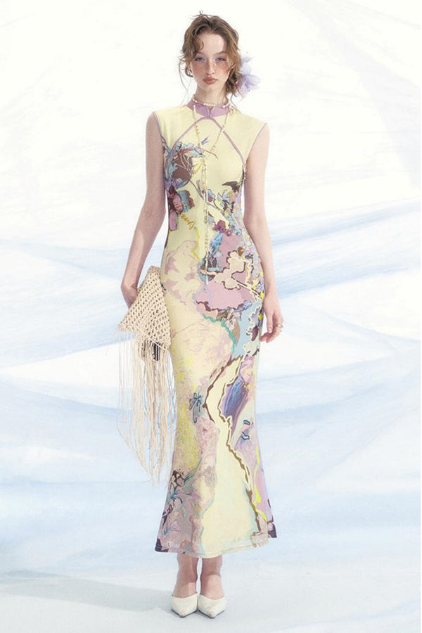 Elegant Mesh Cheongsam Dress