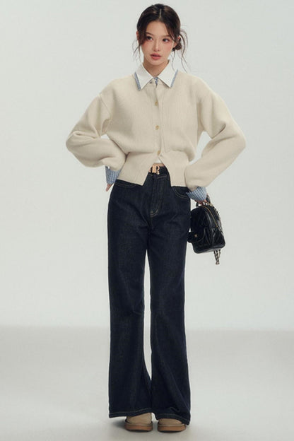 Fake Layered Shirt Sweater