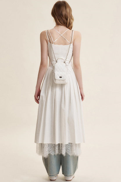 Lace Patchwork Halter Dress Set