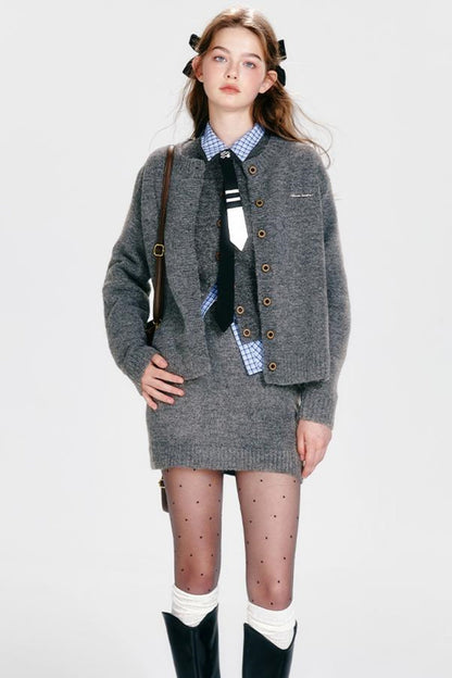 Chic Knit Vest & Skirt Set-Up