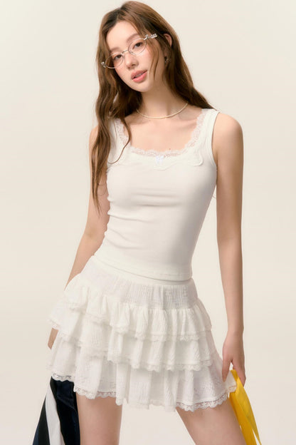 Lace Bow White Camisole