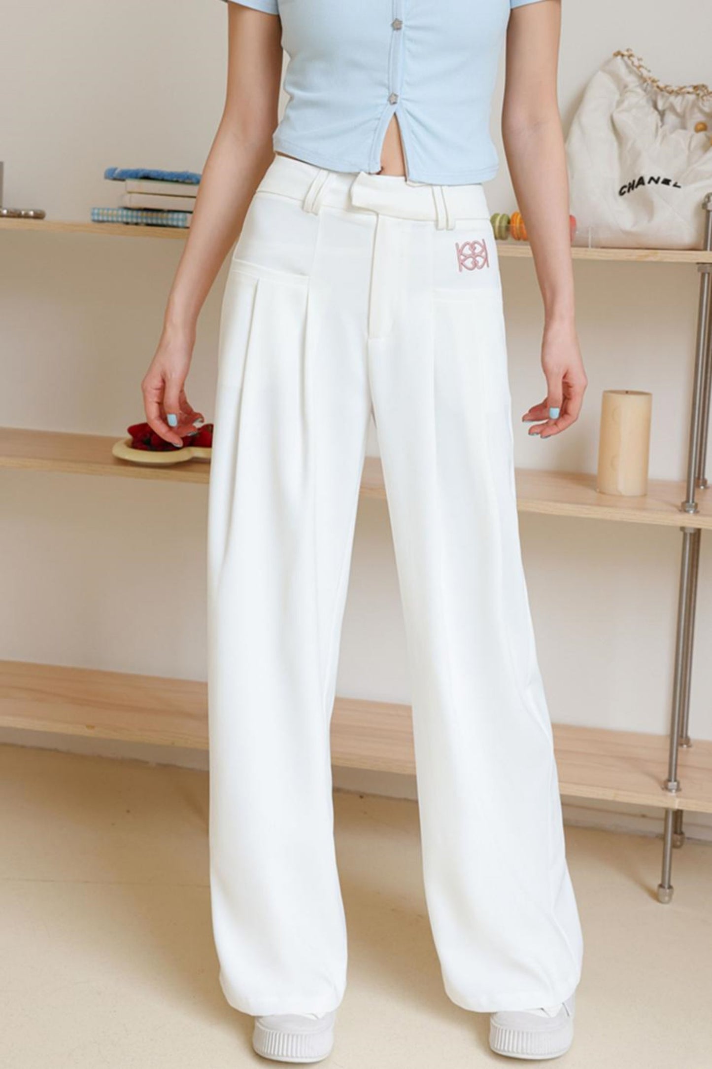 High-Waisted Wide-Leg Trousers