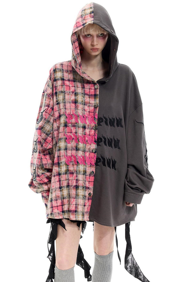 Patchwork Plaid Hoodie