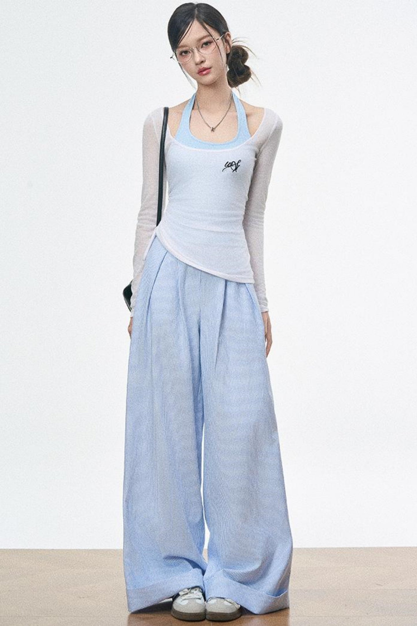 Blue Striped Ensemble Pants Set-Up