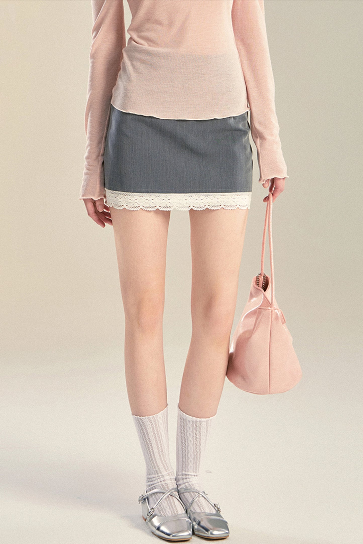 Lace High-Waist Short Skirt