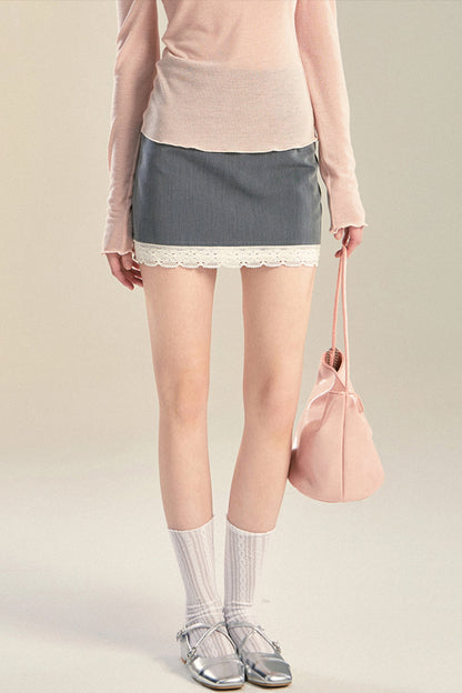 Lace High-Waist Short Skirt