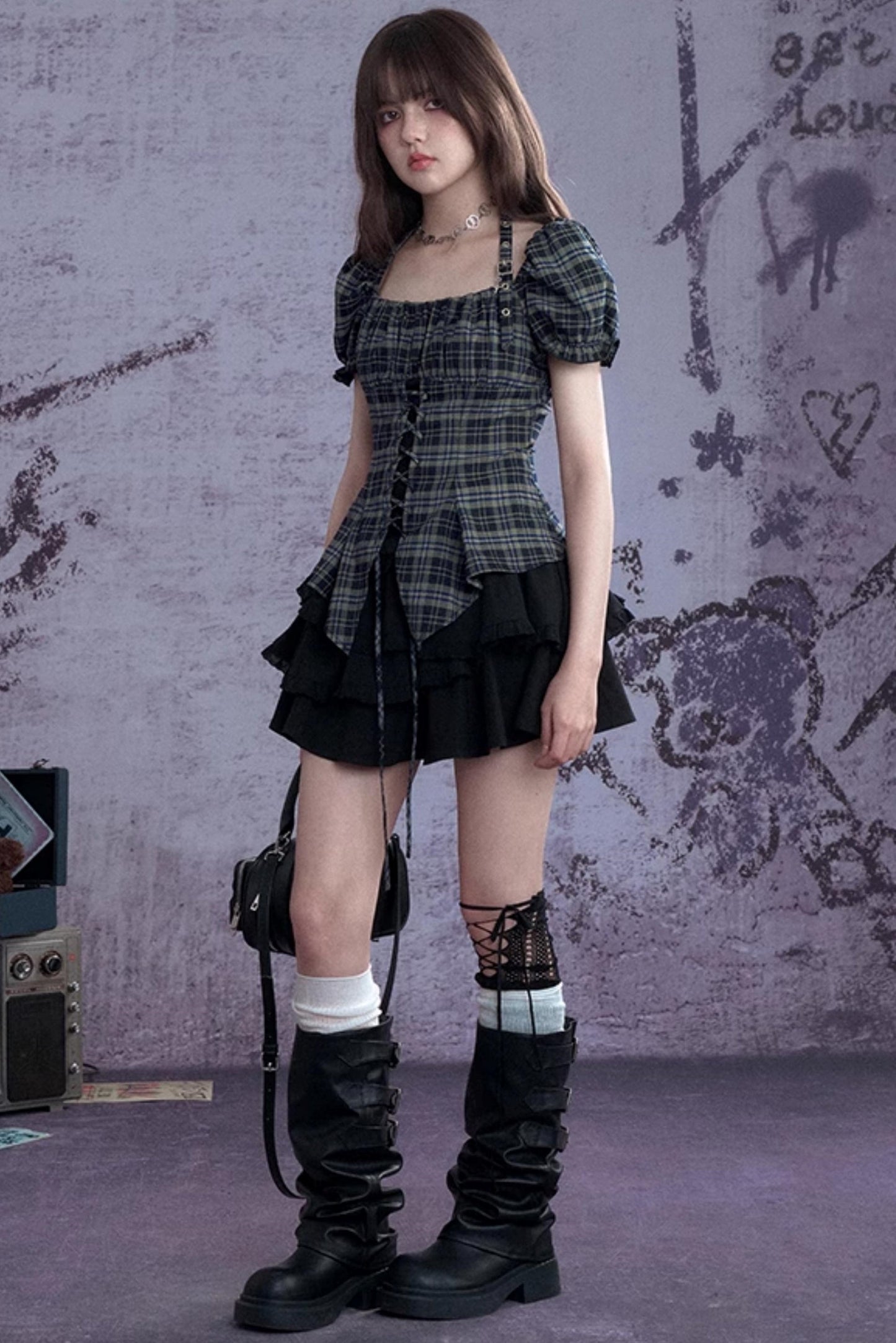 Vintage Green Check Slim Shirt