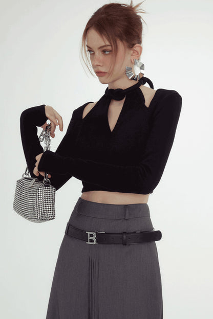 Chic Cutout Gray Maxi Skirt