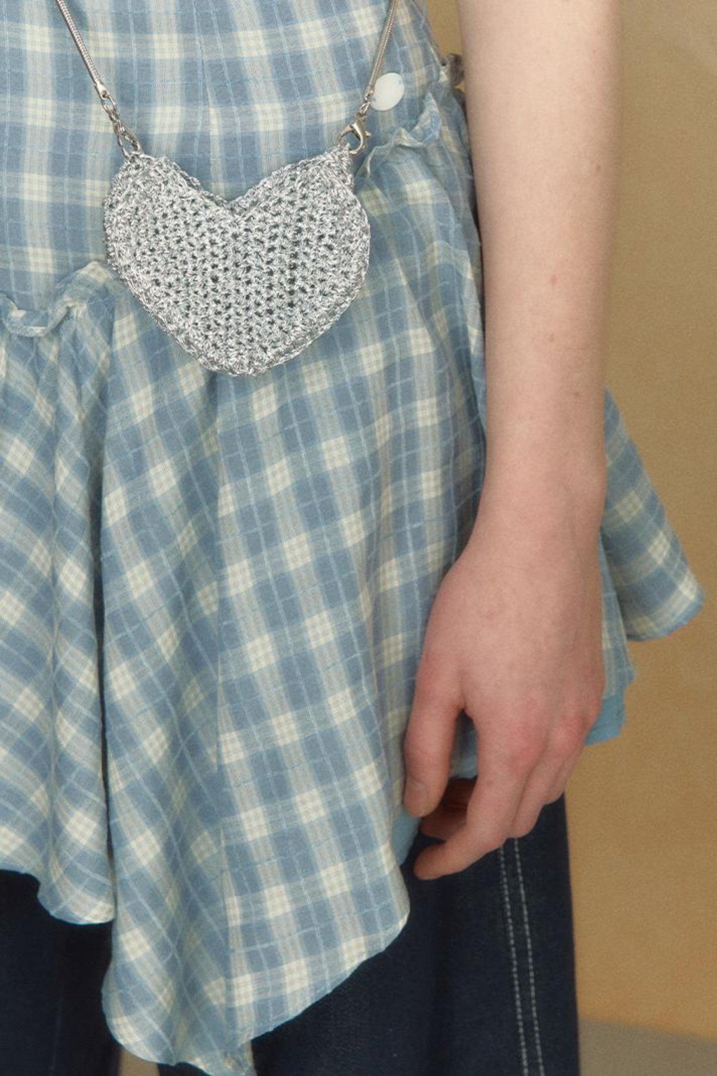 Asymmetrical Plaid Halter Top